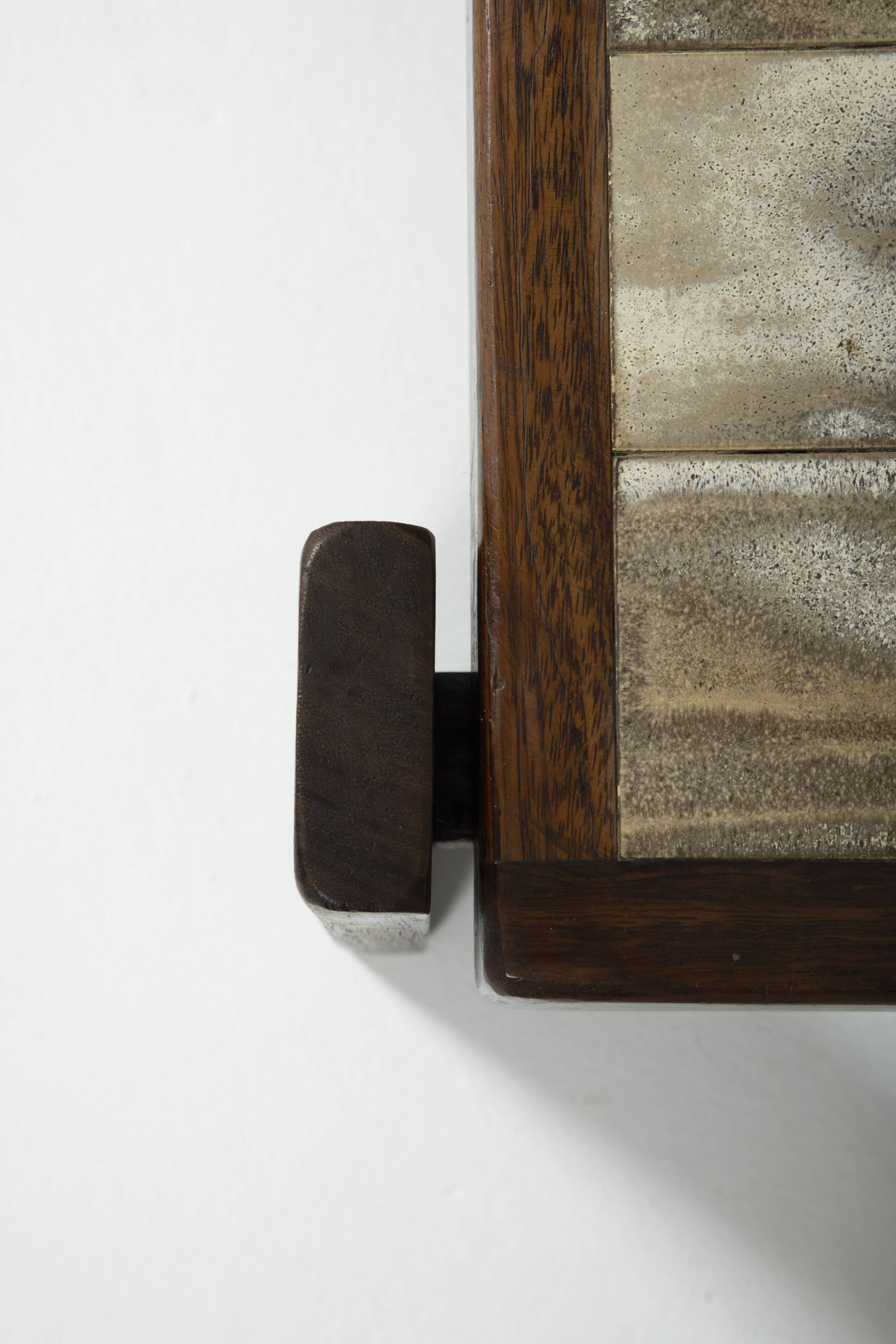 Ceramic and solid wood coffee table, 1960s