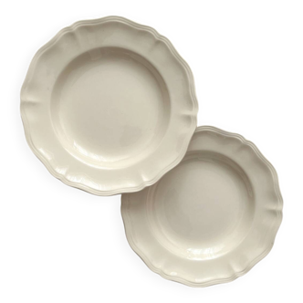 2 deep plates in scalloped ivory earthenware Sarreguemines