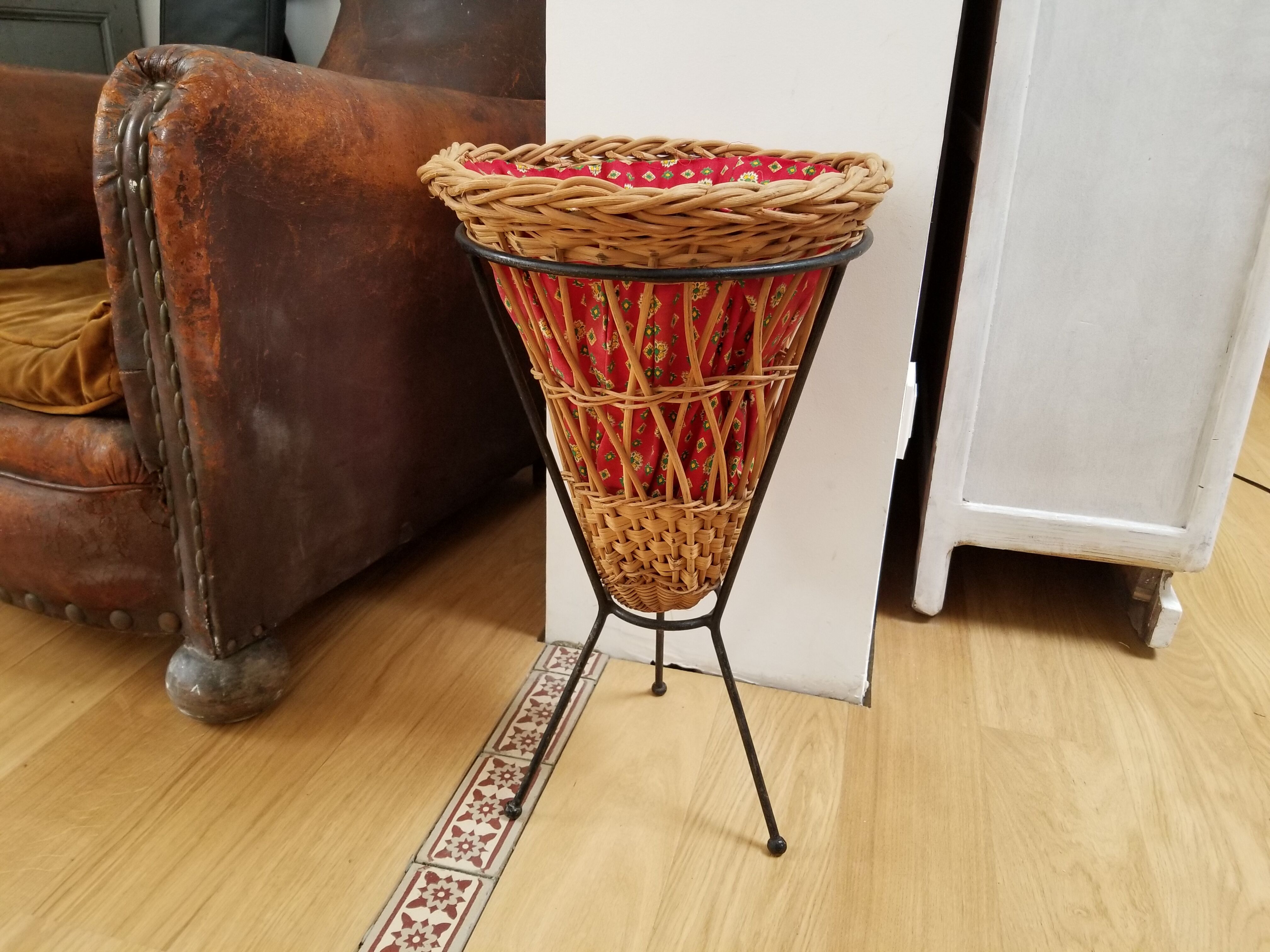 Wicker basket and wrought iron