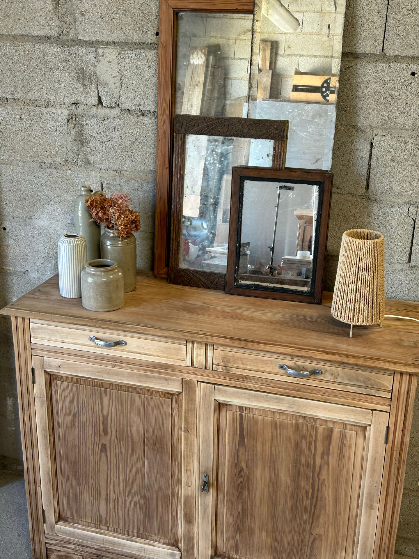 Antique buffet in solid pitch pine