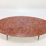 Italian Midcentury Coffee Table with Marble Top and Brass Feet, 1950s