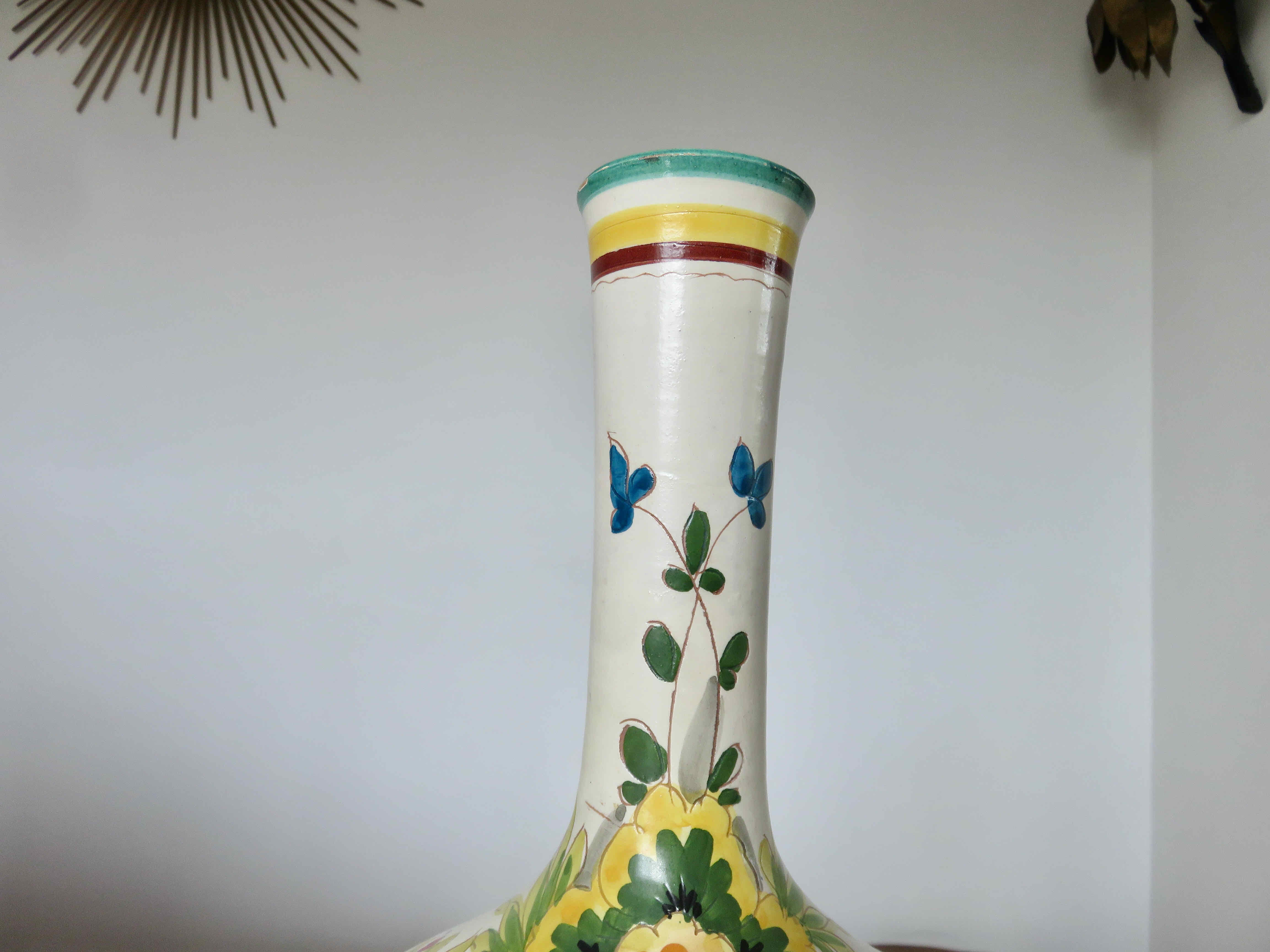 Italy vase in ceramic floral motif 60s
