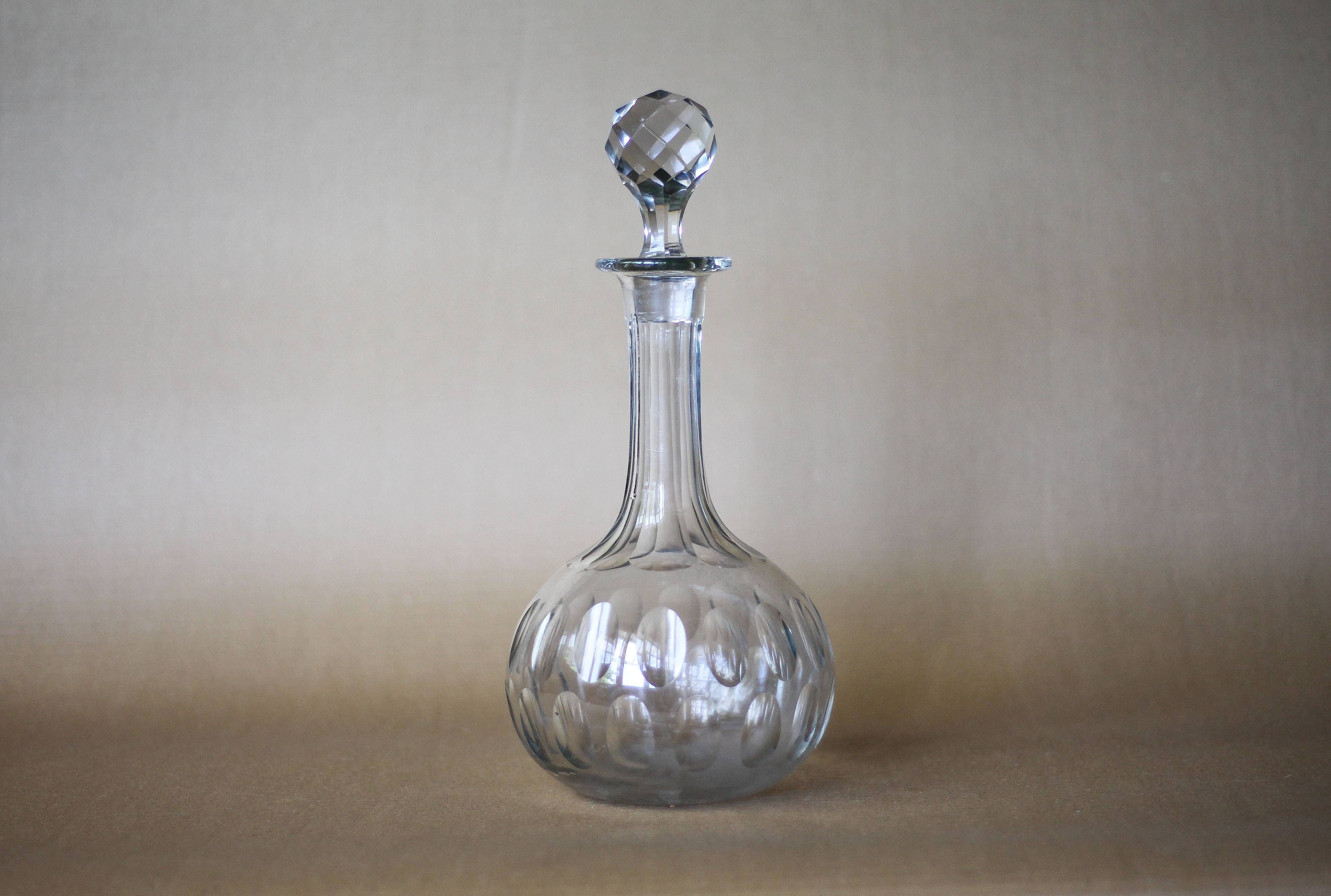 vintage carafe, crystal wine carafe, decanter, bar