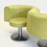 Yellow green space age bench with wavy design