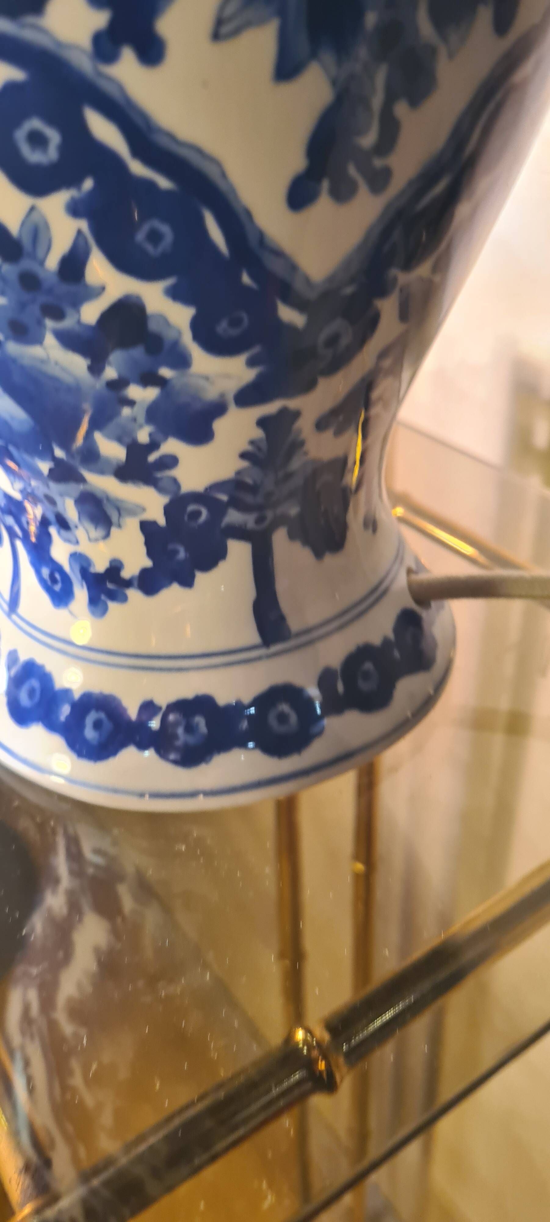 Large blue porcelain lamp 66x41 lampshade asia, japan, china elec new