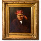 Portrait ancien femme huile sur toile signée Van Aelst cadre doré