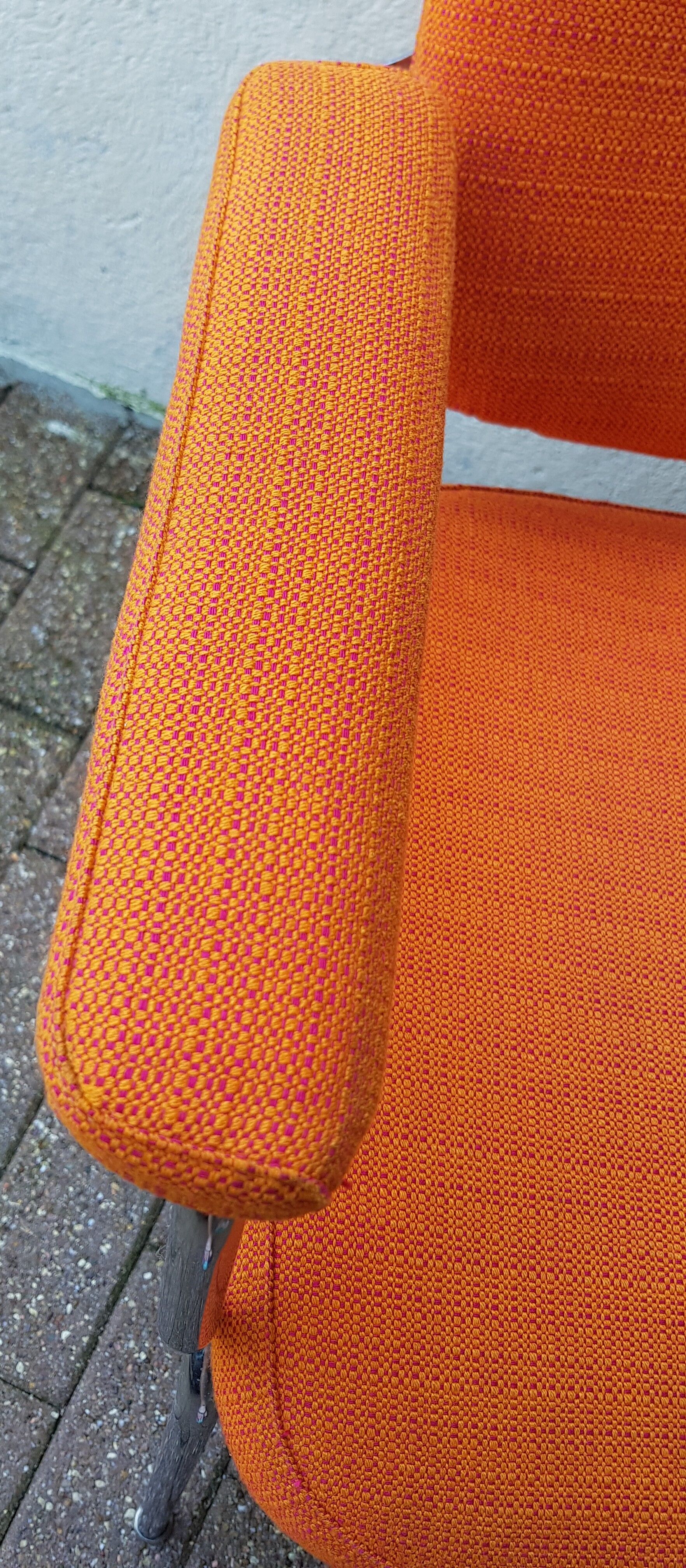 Orange fabrics and chrome armchair 70