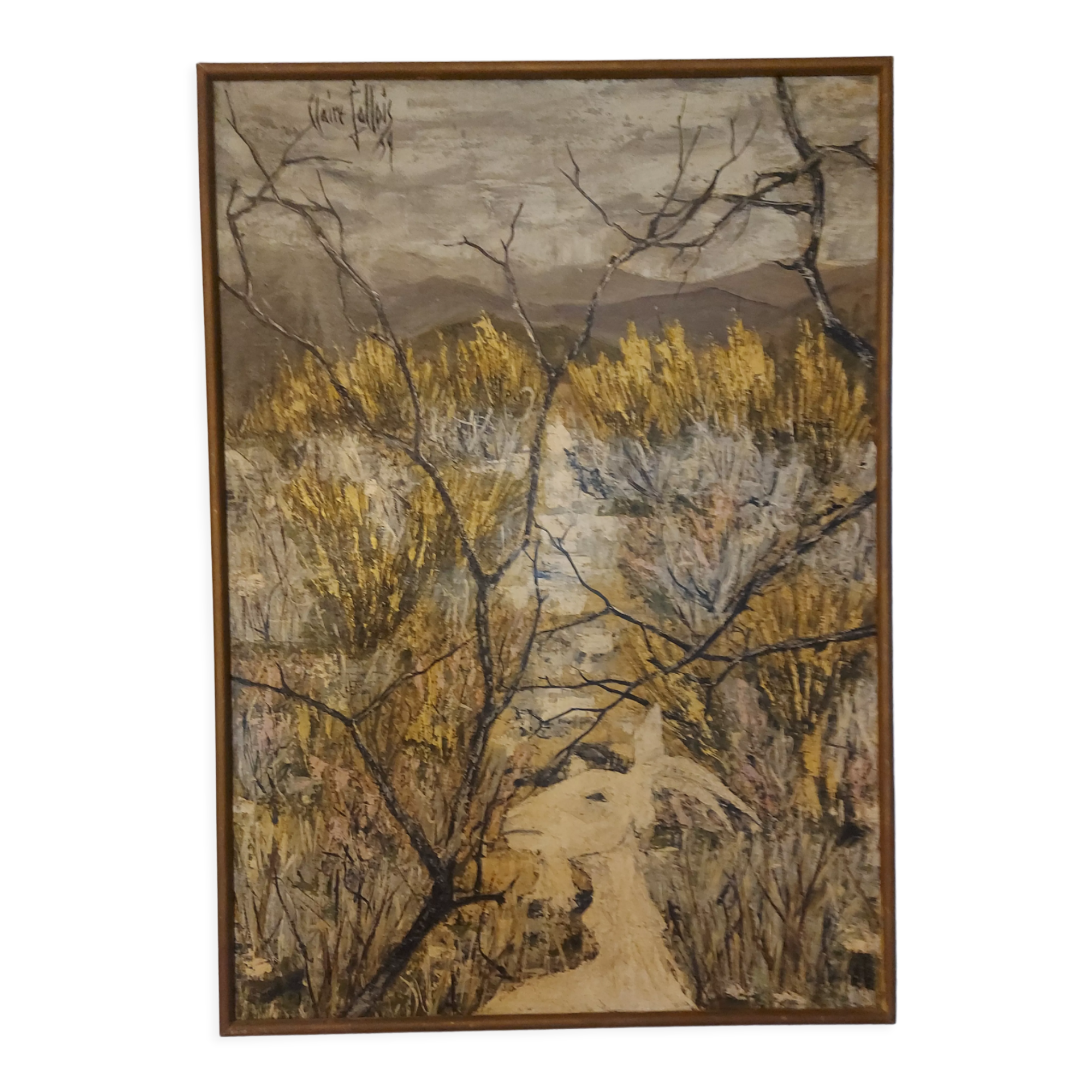 Oil painting on canvas, Claure Jallois, landscape cevenol ( 1959 )
