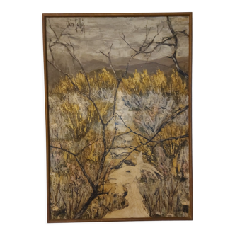 Tableau huile sur toile, Claure Jallois , paysage cevenol ( 1959 )