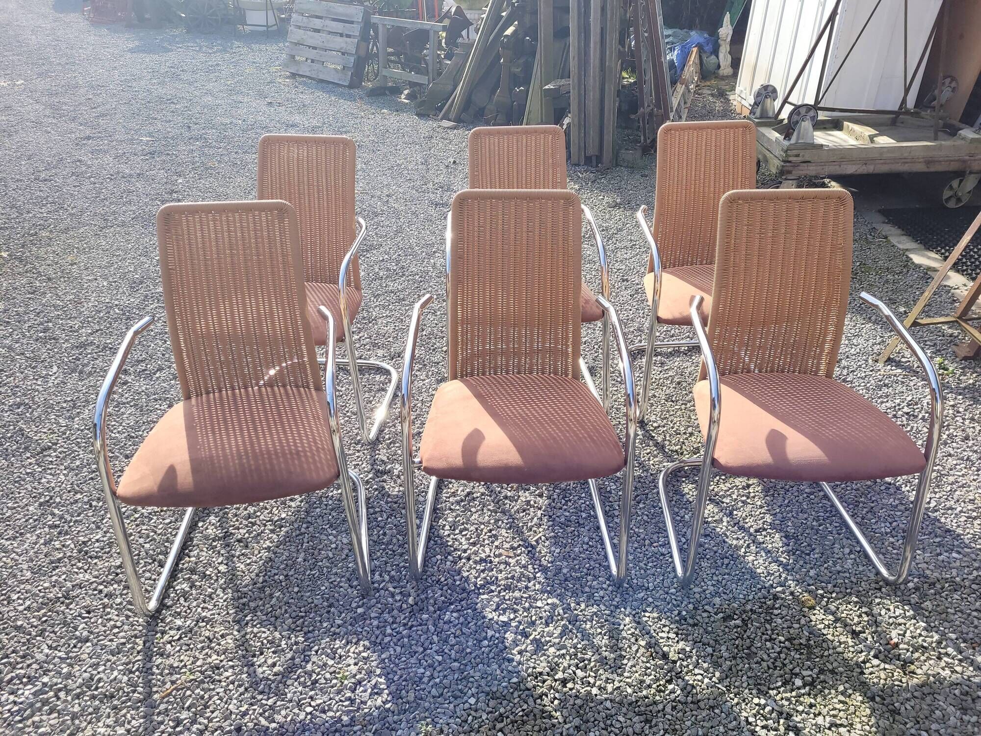 6 chairs in chrome metal effezeta Italy 70s