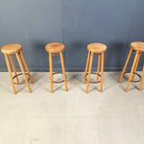 Tabourets de bar vintage en bois, années 1960 - lot de 4