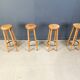 Vintage wooden bar stools, 1960s - set of 4