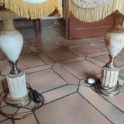 Pair of alabaster bedside lamps