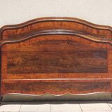 Bed in solid walnut and very old walnut burl