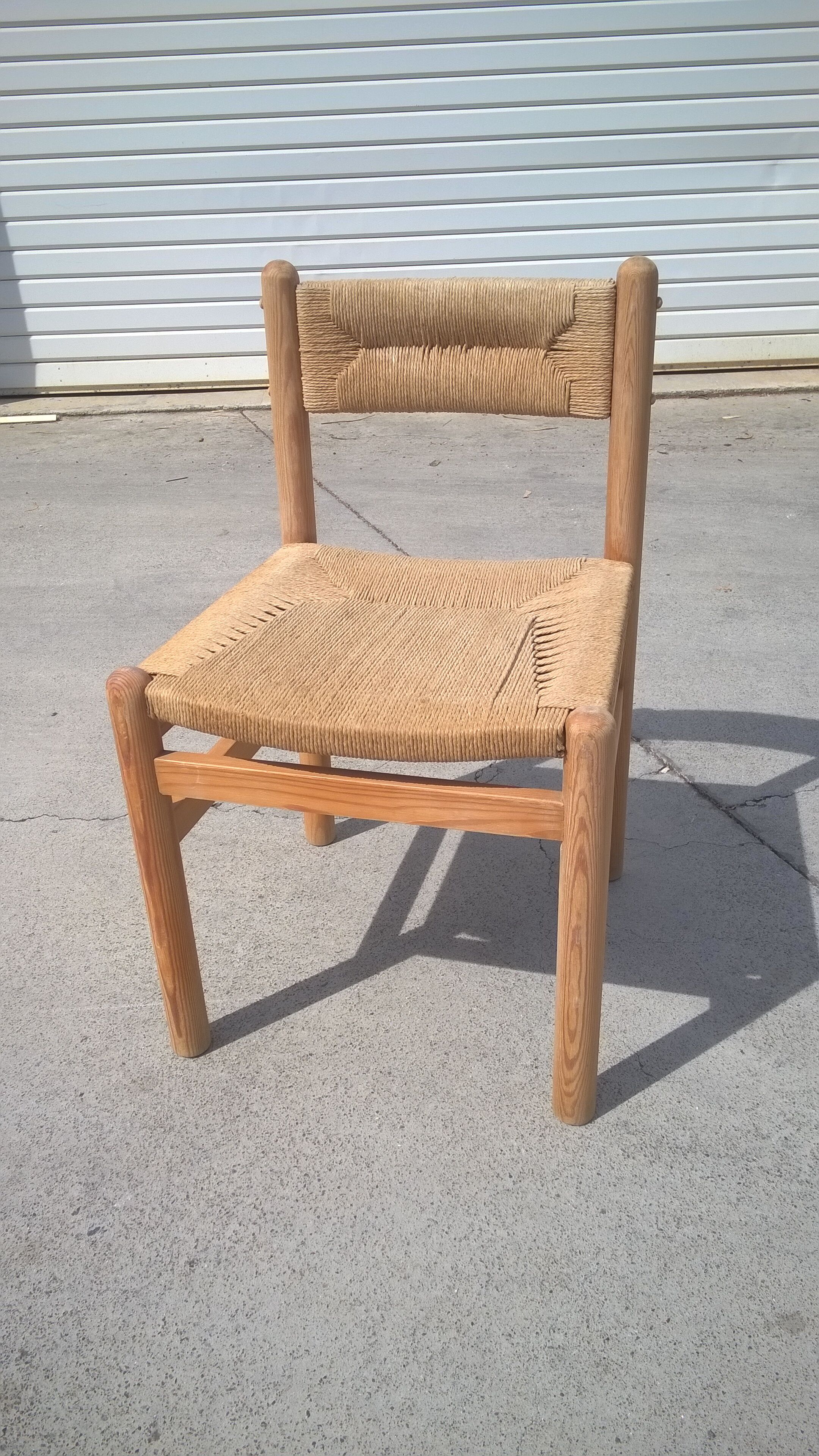 Set of 6 rope and pine chairs