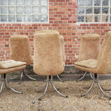 Series of 6 velvet chairs, Gastone Rinaldi 1970