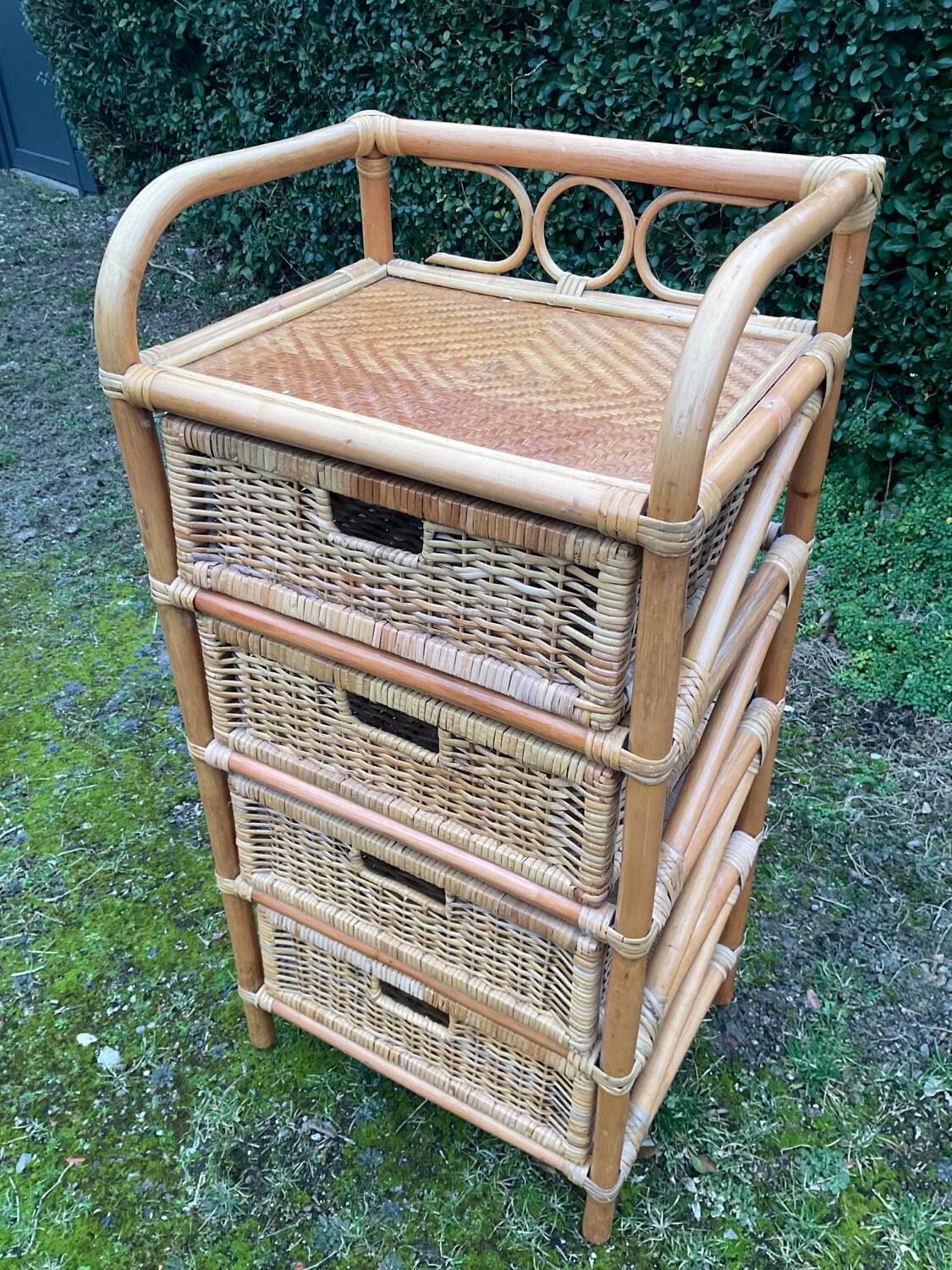 Vintage rattan chiffonier