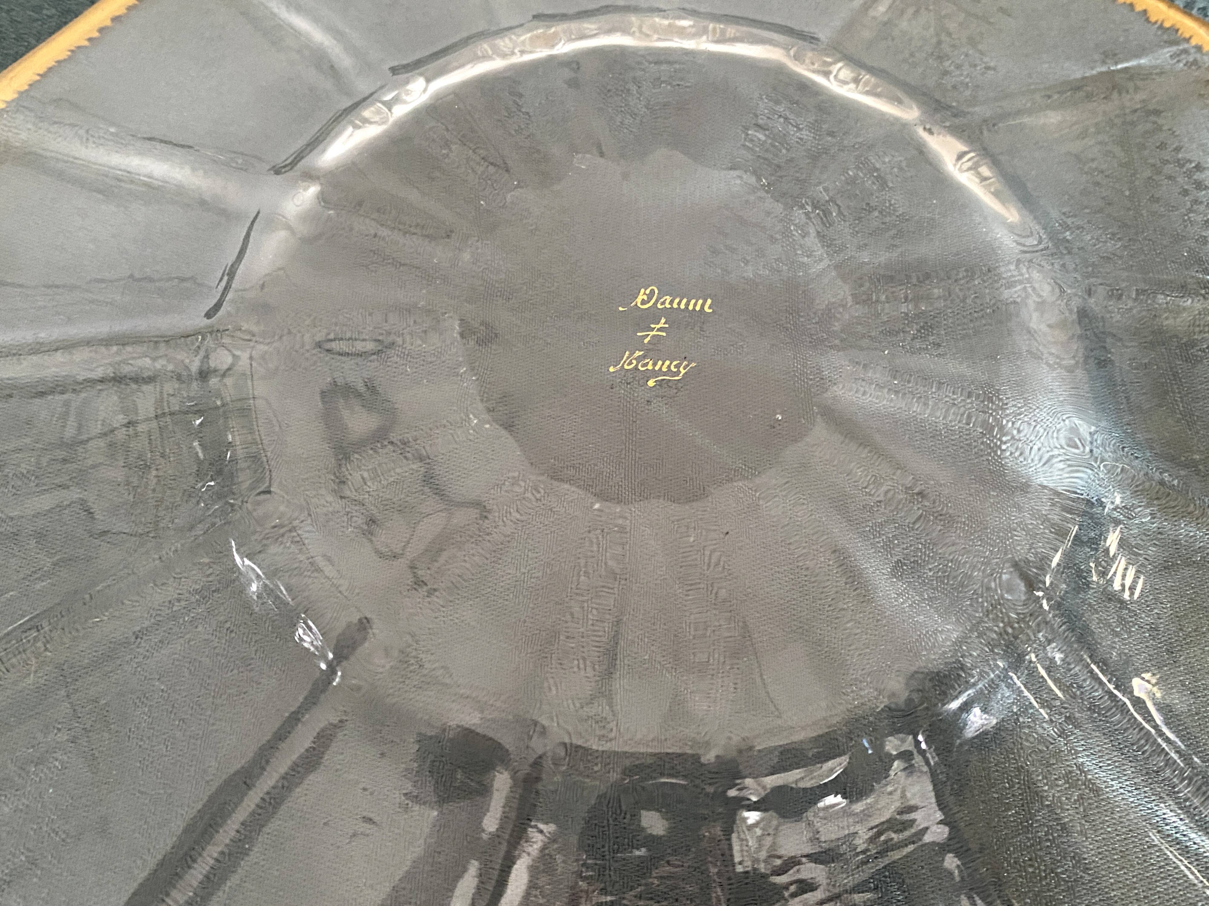 Daum Nancy Crystal cup and tray service, Ducal model, gold combed