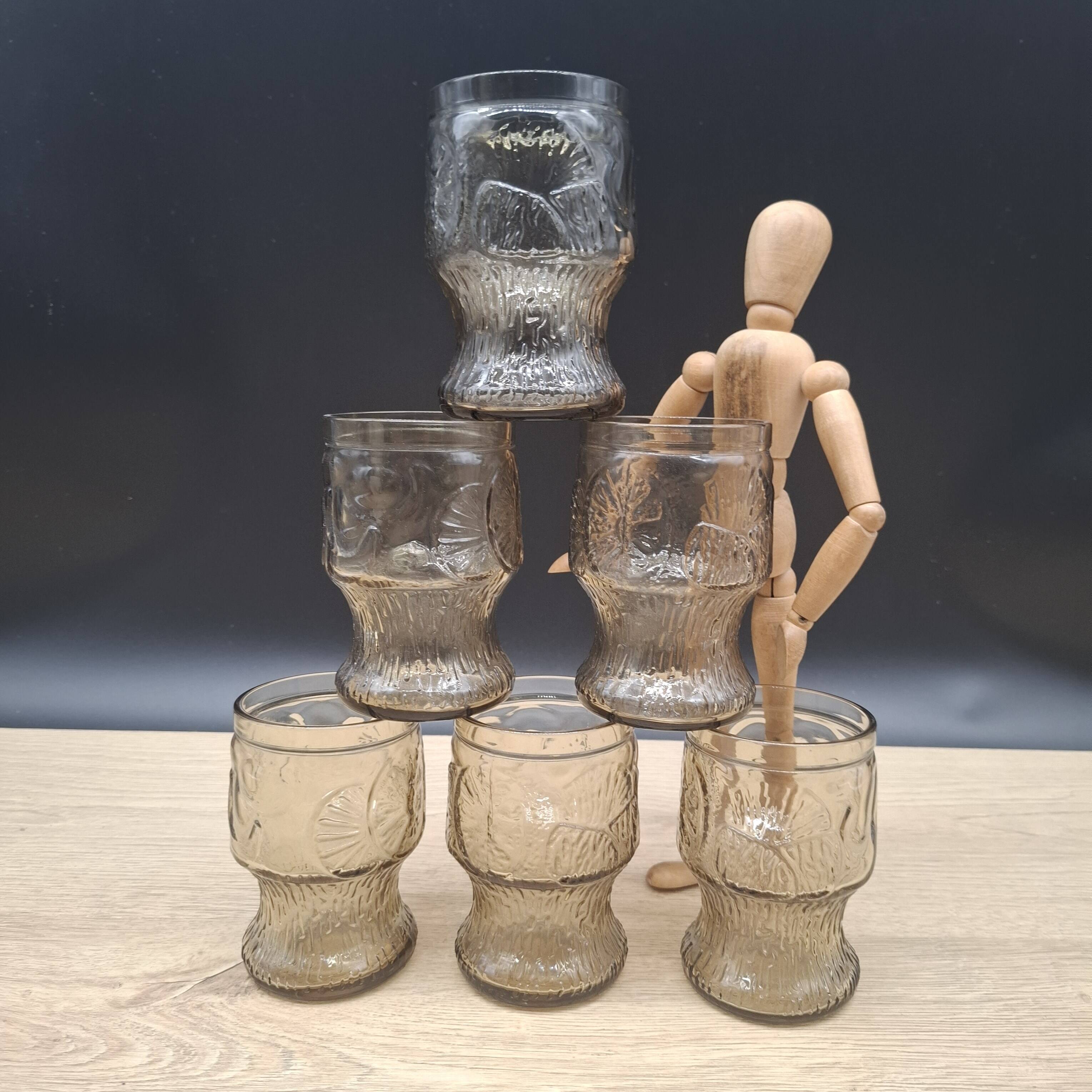 Set of 6 Italian amber glasses