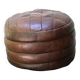 Pouf rond en patchwork de cuir marron foncé, années 70