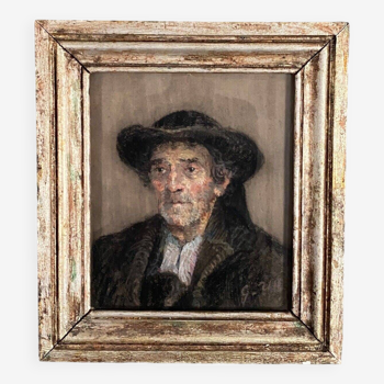 Pastel representing a Breton by G. Rio 1920 limed frame