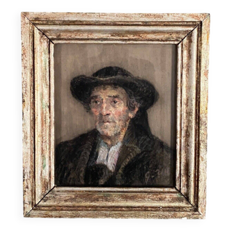 Pastel representing a Breton by G. Rio 1920 limed frame