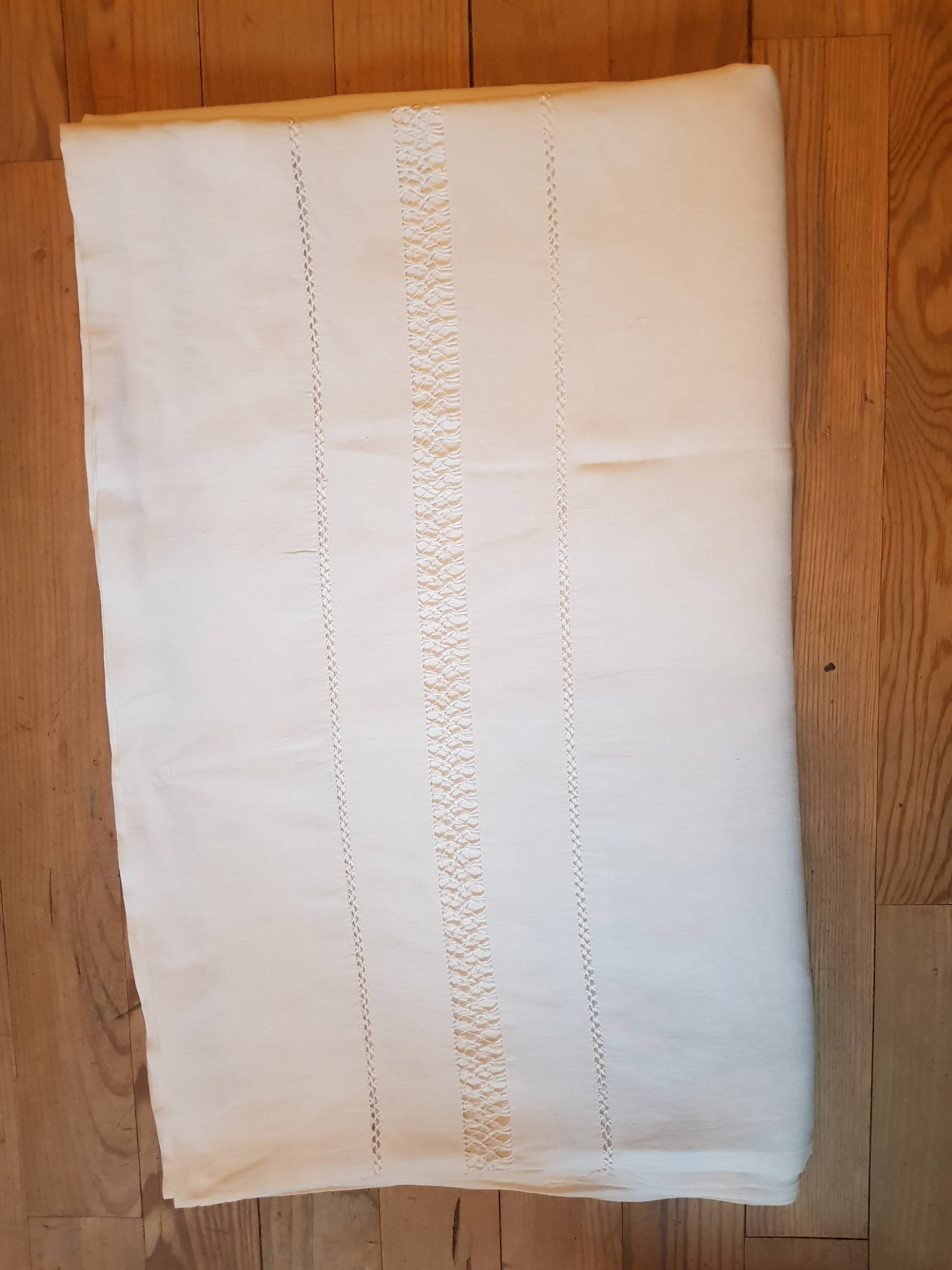 Linen sheet with openwork