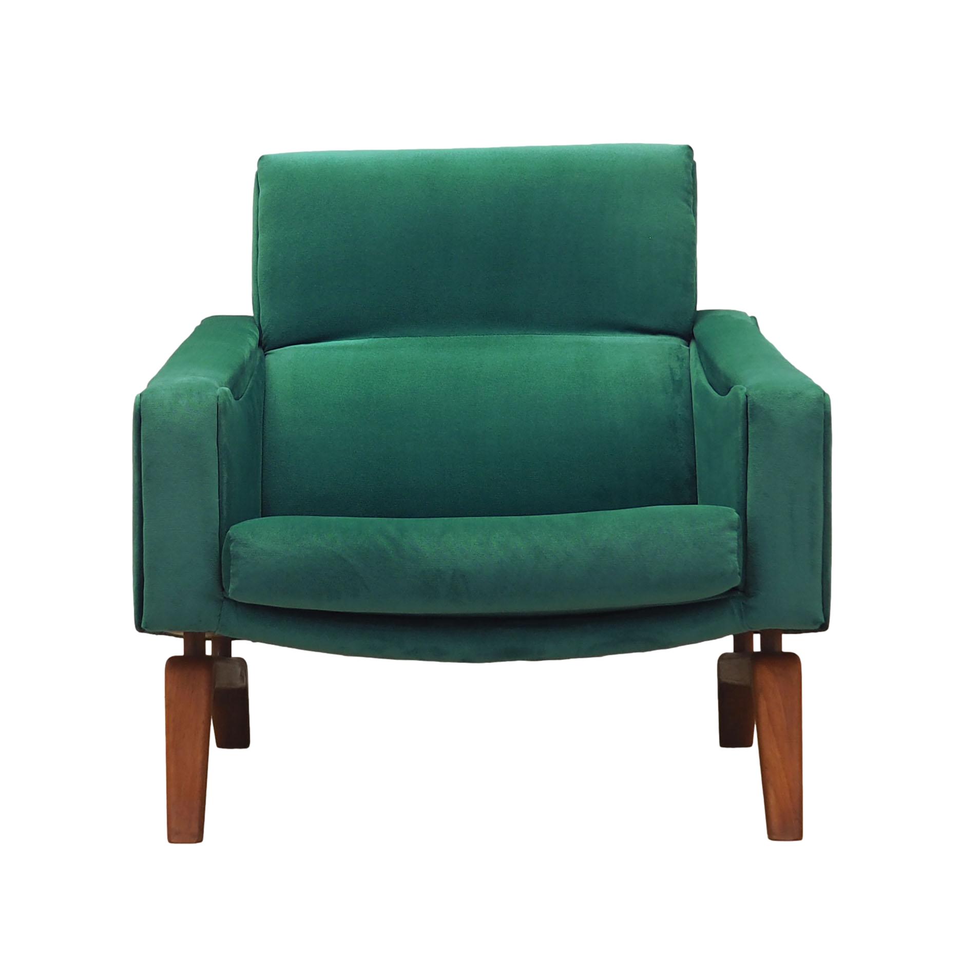 Fauteuil vert, design danois, années 1970, fabriqué au Danemark