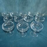 12 champagne glasses in crystal art deco circa 1930