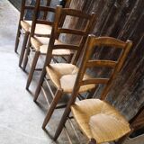 Série de 4 chaises paillées