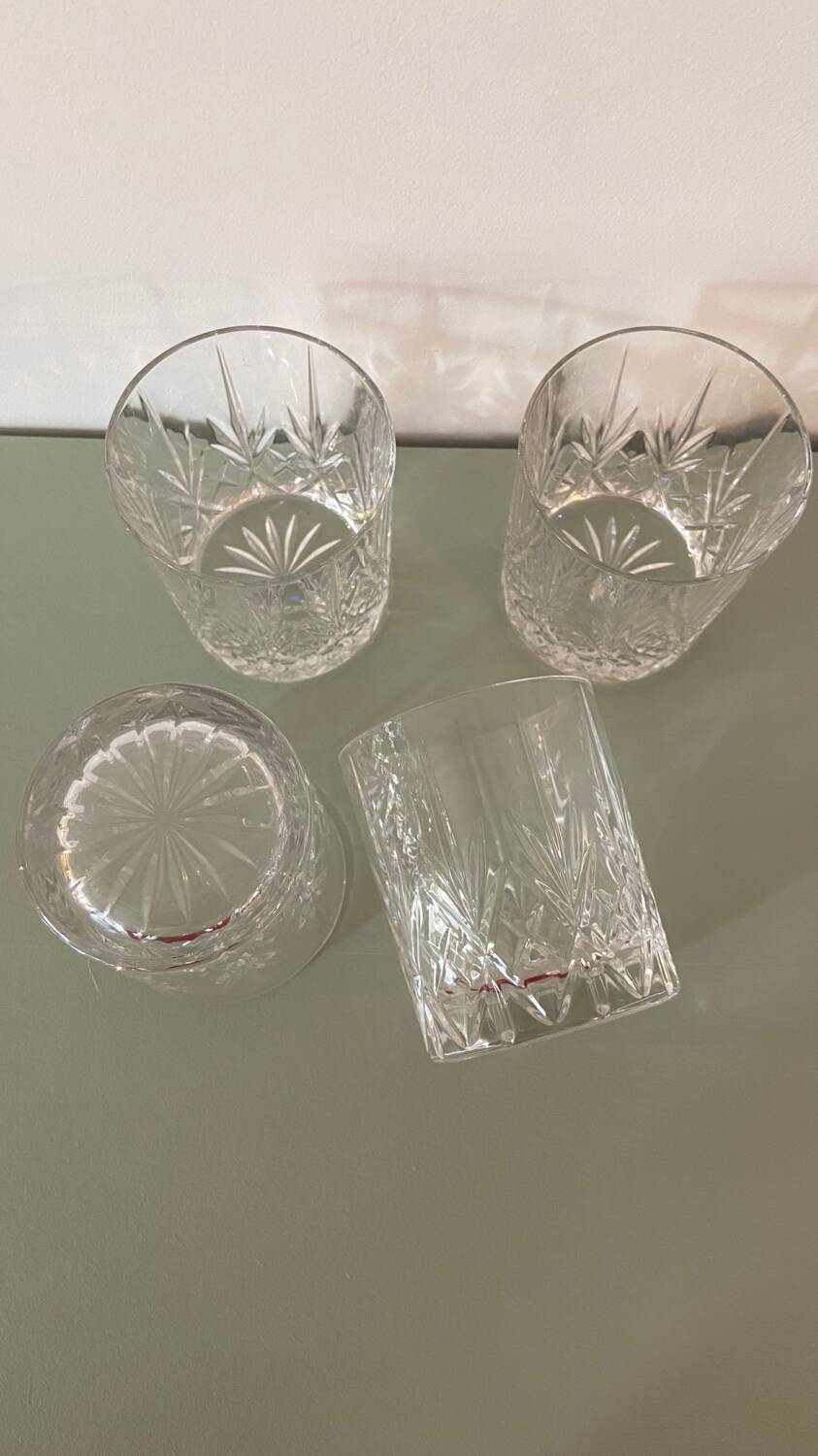 Set of 4 Whiskey glasses in cut glass 1970