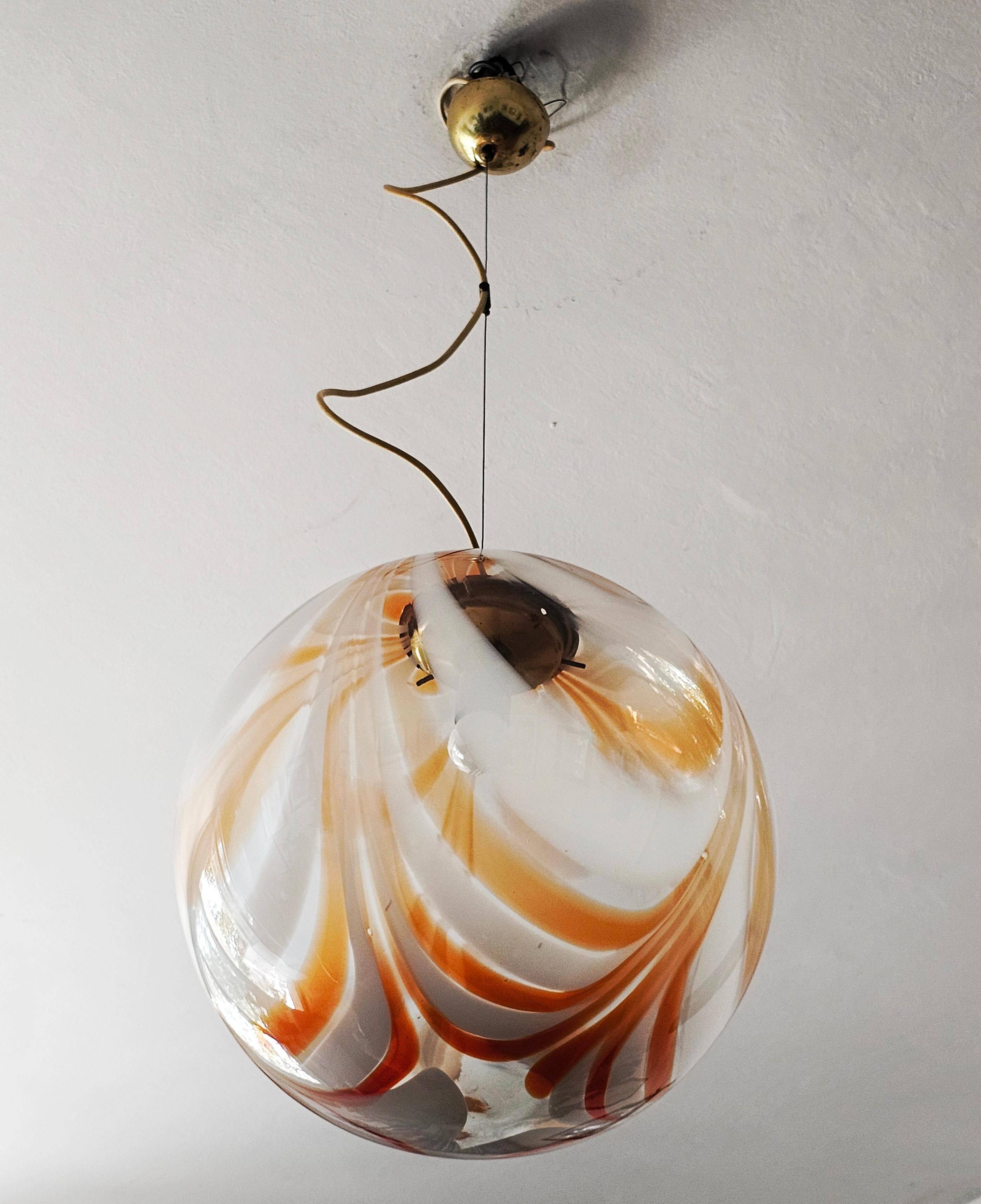 Extra large spherical Murano glass pendant from the 1960s.