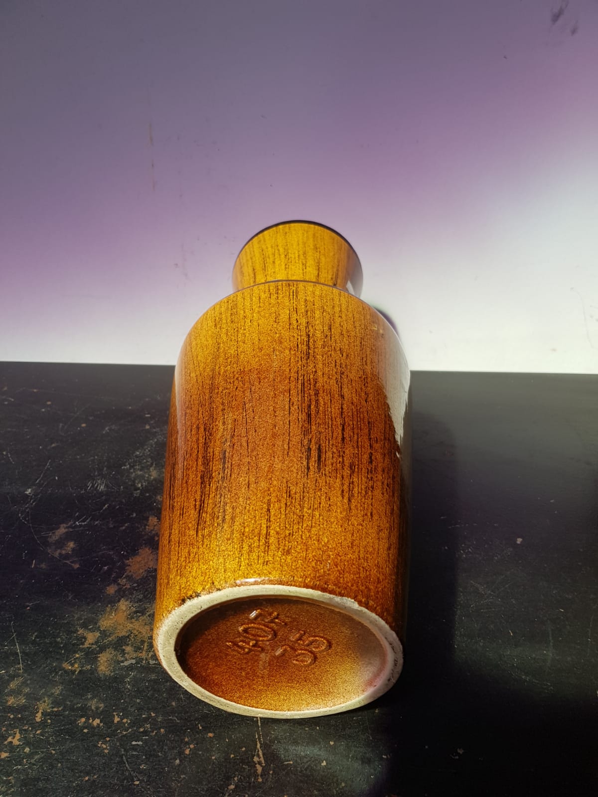 Scheurich europ linie vase beige & black ceramic + vintage germany handle