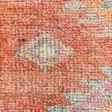 Tapis runner vintage orange à motifs géométriques faits main, 86x319Cm