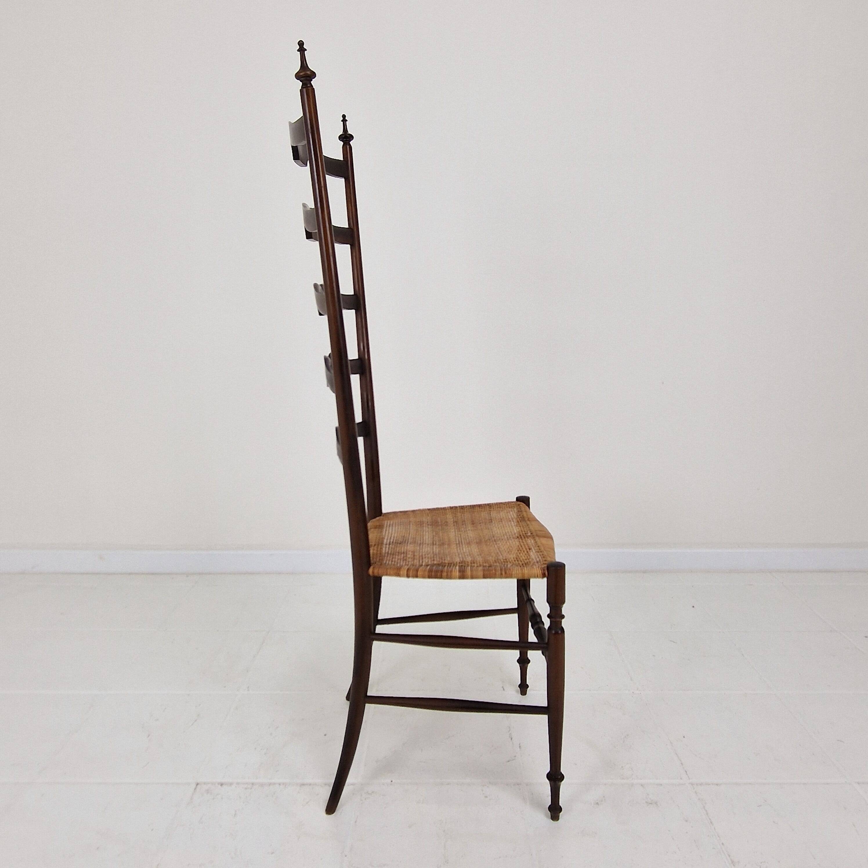 Mid Century High Back Chiavari Ladder Chair, Italy 1950's