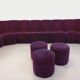 Vintage Snake modular sofa composed of 11 armchair modules and 3 velvet fabric poufs