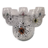 Service of 6 vintage water glasses, handmade decor