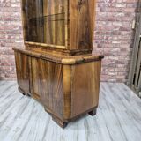 Streamlined Art Deco Walnut Display Cabinet / Sideboard – 1930s / 1940s