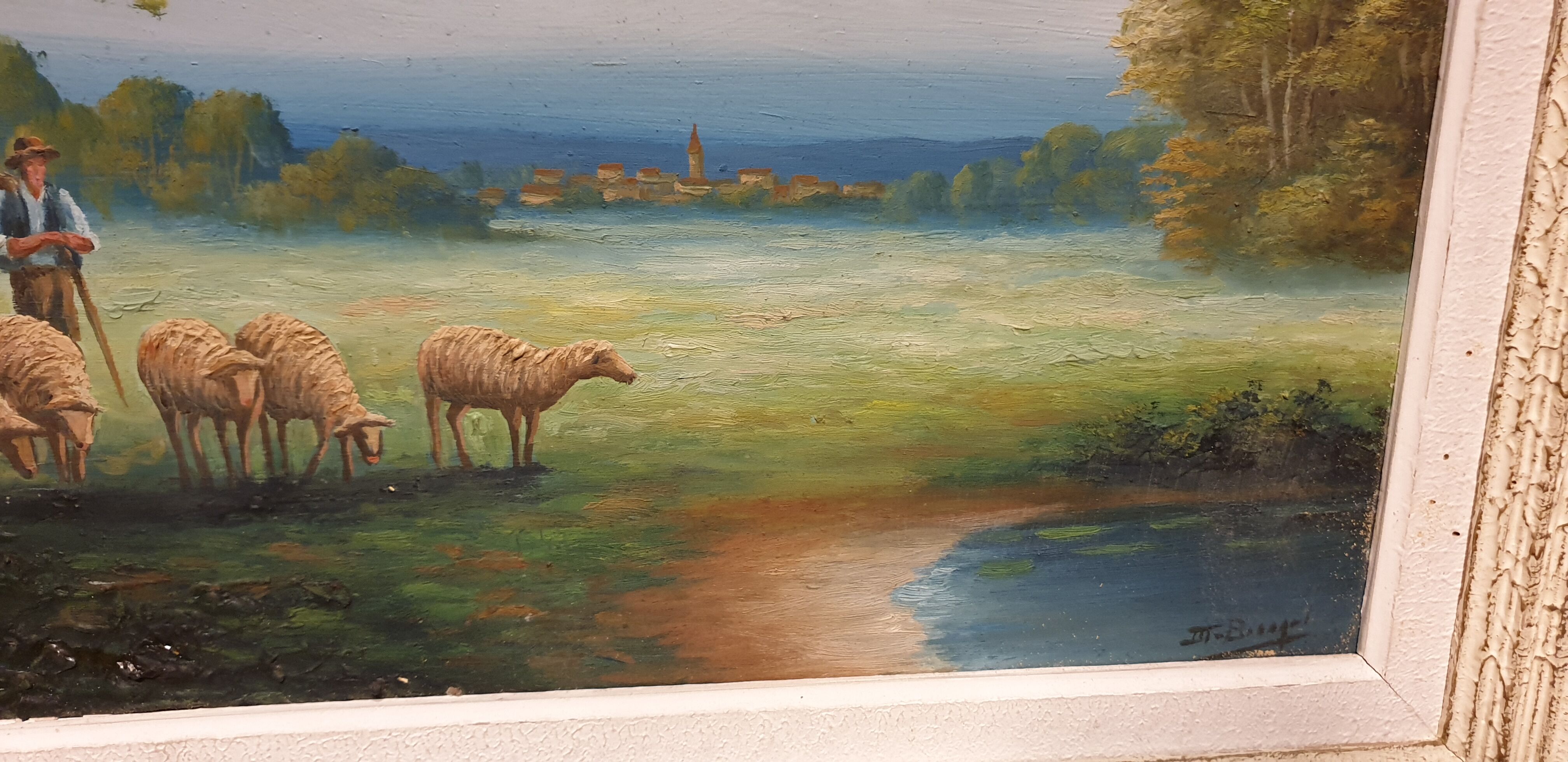 Pastoral painting oil on panel