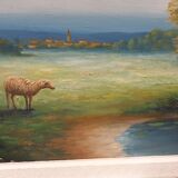 Pastoral painting oil on panel