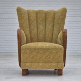 1960s, Danish highback armchair, original condition, cotton/wool.