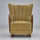 1960s, Danish highback armchair, original condition, cotton/wool.