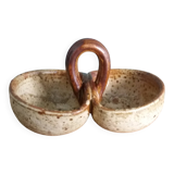 Stoneware salt and sauce dish from Puisaye, signed Jean-Pierre Prud’homme