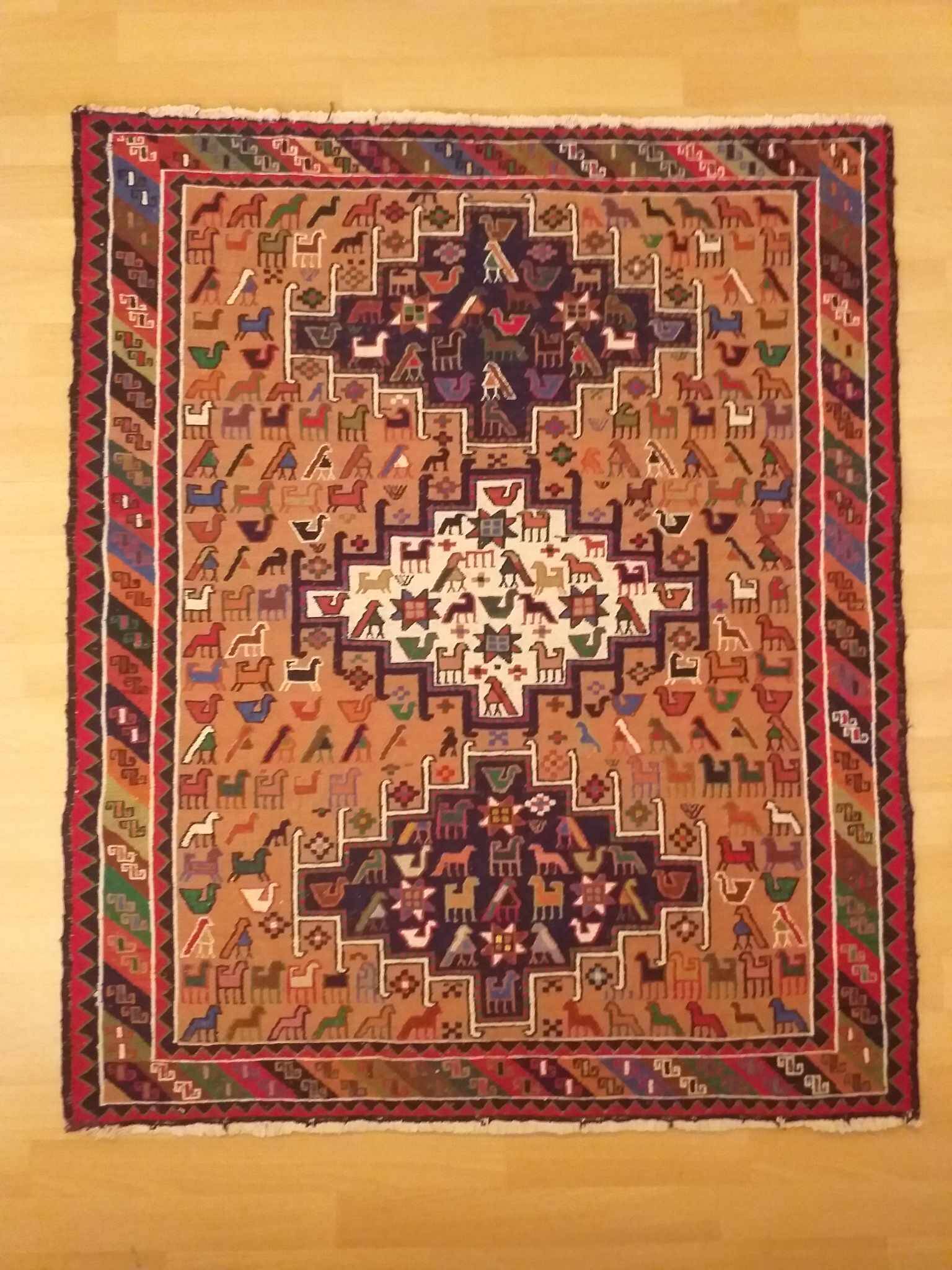 Kilim Anatolian Soumak handmade 142x118cm
