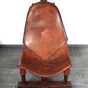 Brutalist oak lounge chair and ottoman, 1970s, set of 2