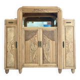Magnificent Art Deco sideboard, Burl walnut, Original bronze handles, Numbered.