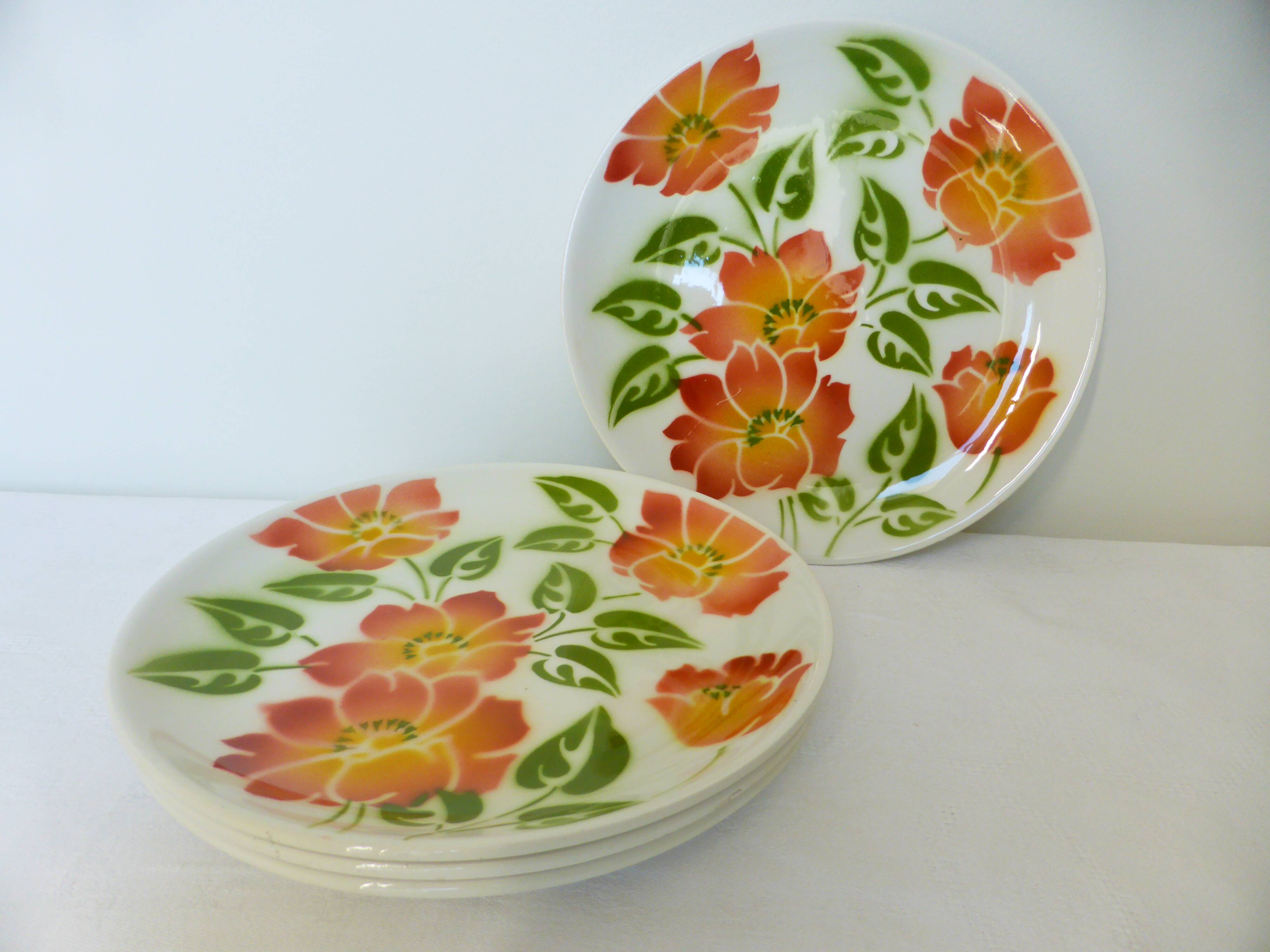 Lot de 4 assiettes dessert vintage Moulin des Loups Orchies Ontario 210681