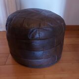 Leather patchwork pouf, vintage 70'S by Sede