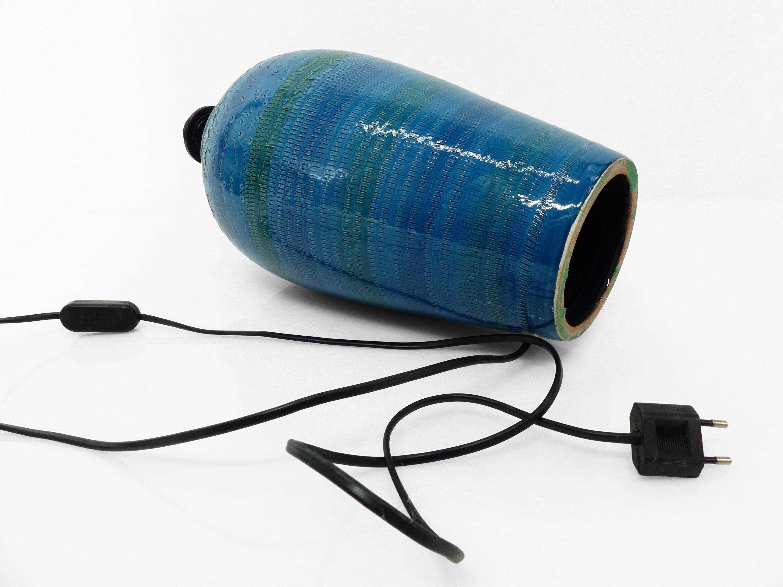 Blue earthenware lamp, Italy, circa 1980