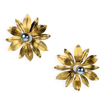 Pair of gilded Florentine wall sconces by SEP Light Firenze, Italy.